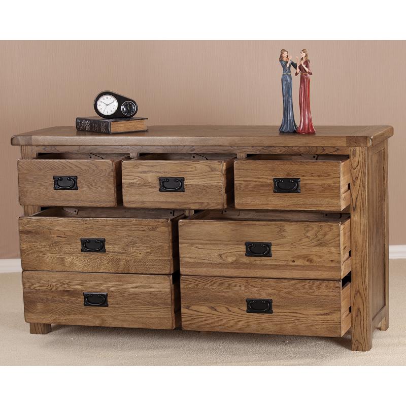 Sherwood Dark Solid Oak 7 Drawer Wide Chest